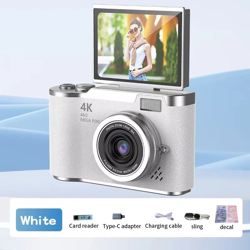 48MP 4K Digital Camera with 8X Zoom & Flip Screen – Compact Vlogging & Photography Camera for Students