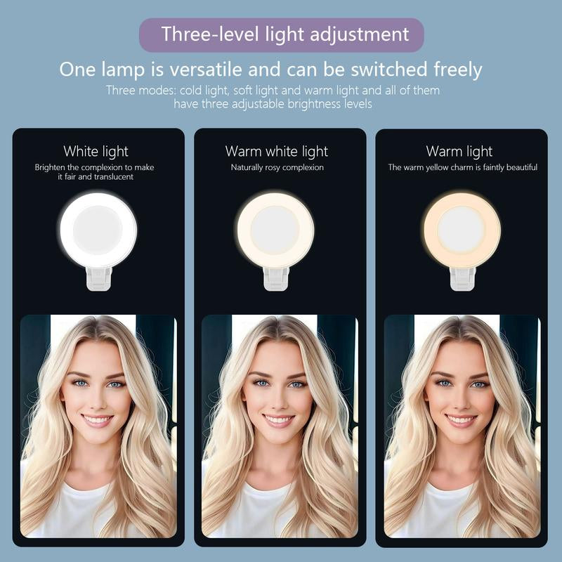360° LED Ring Light with Mirror & Phone Holder ，3-In-1 Rechargeable Makeup Light for Live Streaming, Video Calls, Selfie (Portable, 3 Color Temperatures, Foldable),Halloween,Halloween Makeup