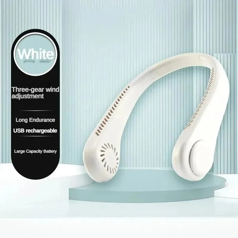 2025 Premium Bladeless Neck Fan – Long-Lasting 3-Speed Air Cooler | USB Rechargeable & Ultra-Quiet for Travel, Sports & Summer Heat Relief