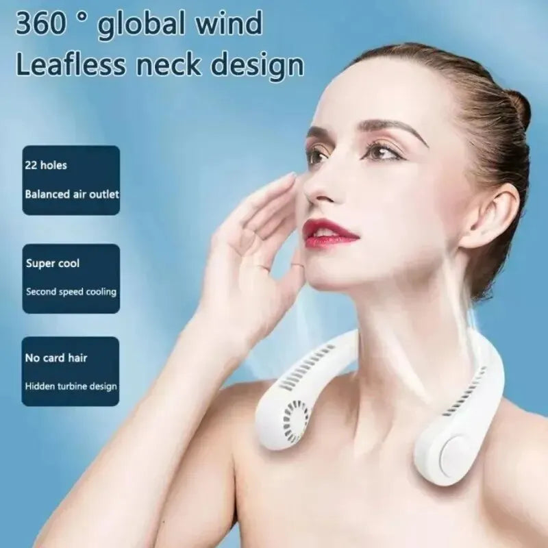 2025 Premium Bladeless Neck Fan – Long-Lasting 3-Speed Air Cooler | USB Rechargeable & Ultra-Quiet for Travel, Sports & Summer Heat Relief